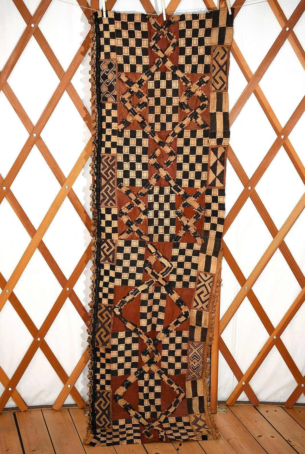 Long Antique Kuba Cloth Raffia Textile Traditional African Tribal Money, Congo