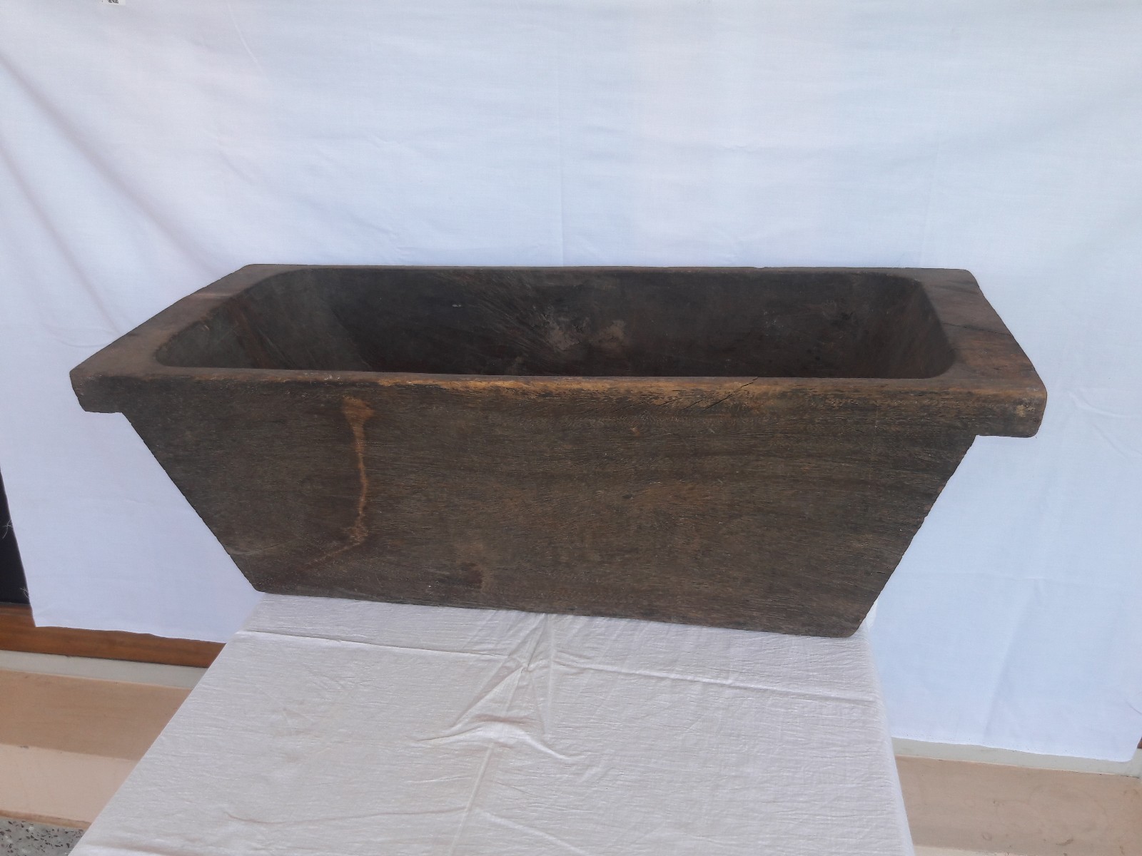 Antique Primitive Large Storage Hand Carved Single Wood Trencher Dough Bowl 18c