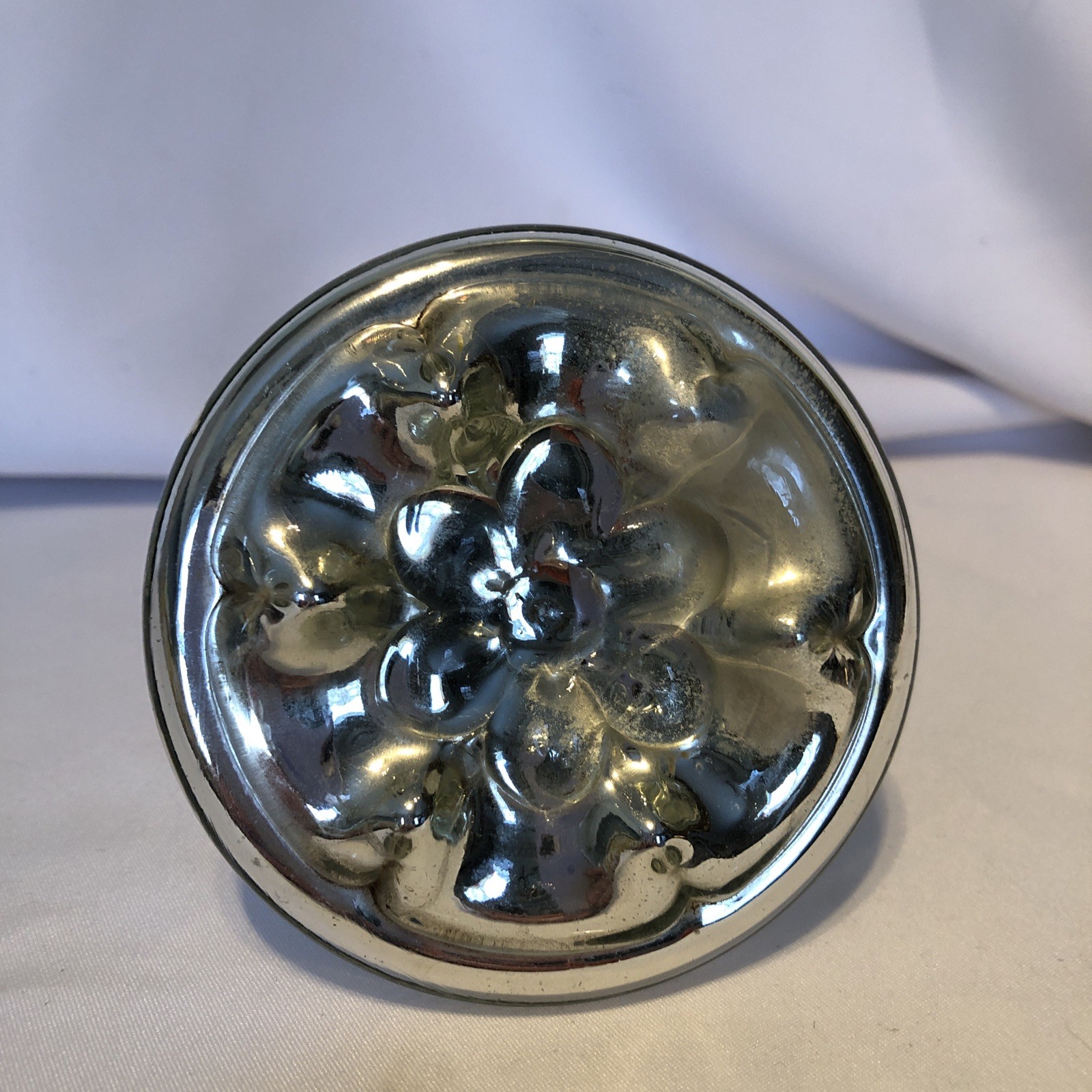 Vintage Mercury Glass Round Repousse Flower Curtain Tie Back
