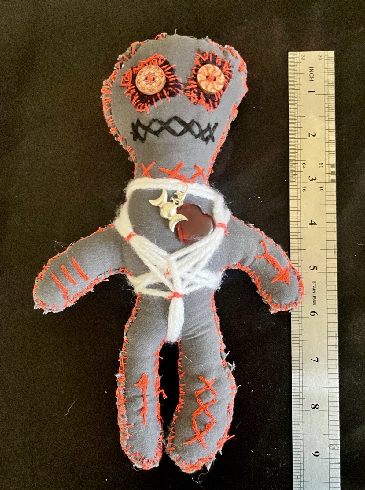 Voodoo OOAK Handmade textile & Rag Primitive Collectors Art Doll Hand Stitched