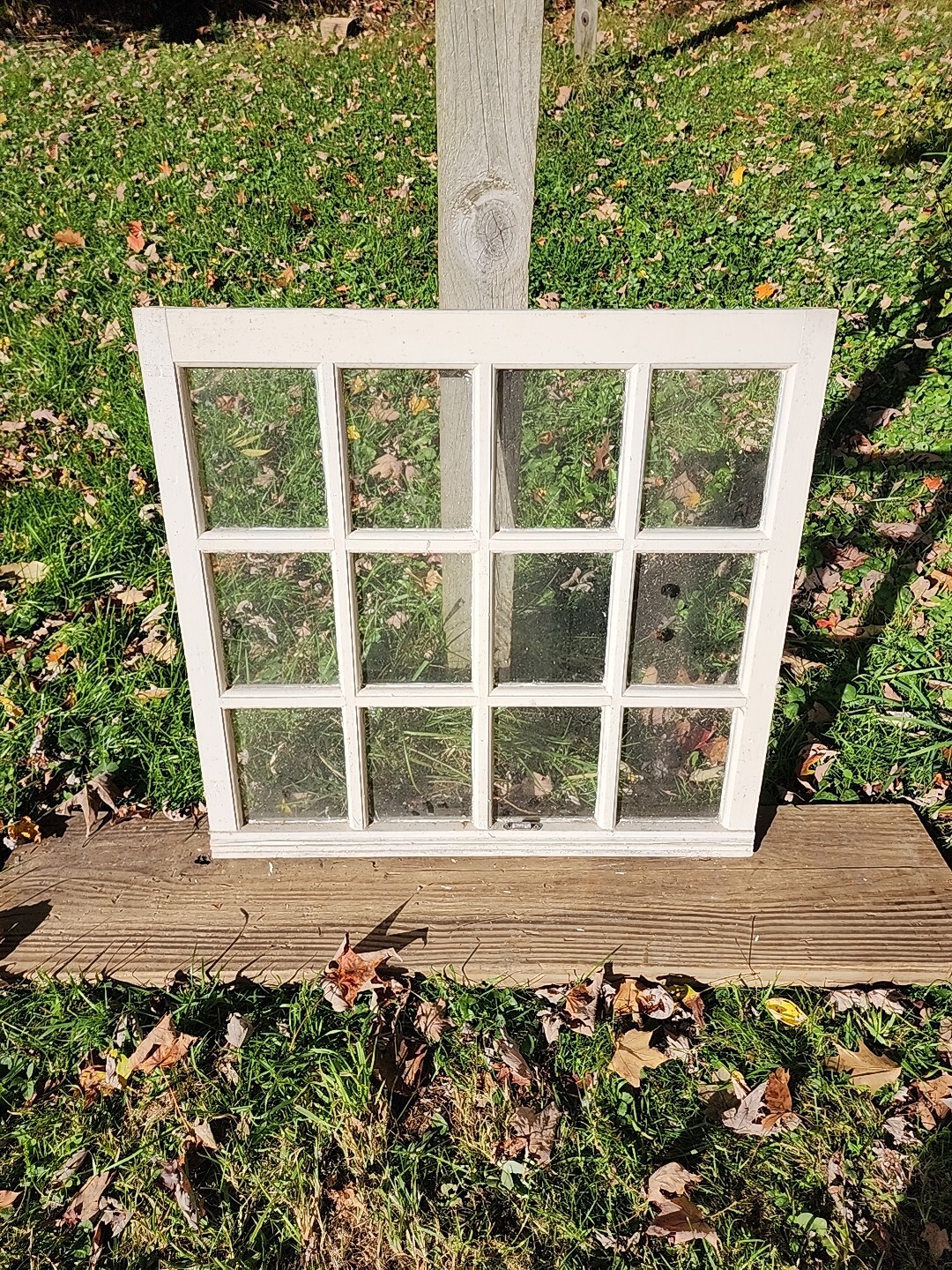 Twelve Pane Antique Window 25 X 26 1/2 Inches Overall