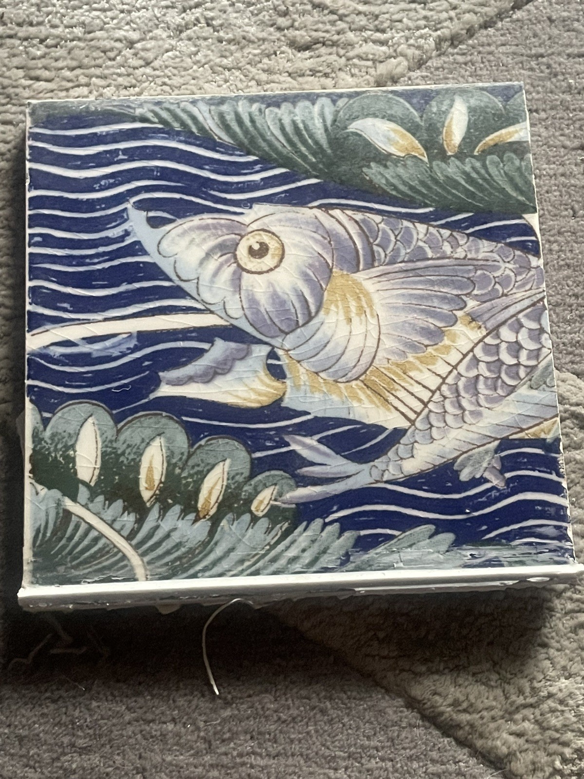 William de Morgan Persian Fish Frieze Tile Vintage 6 Inch Square More Available