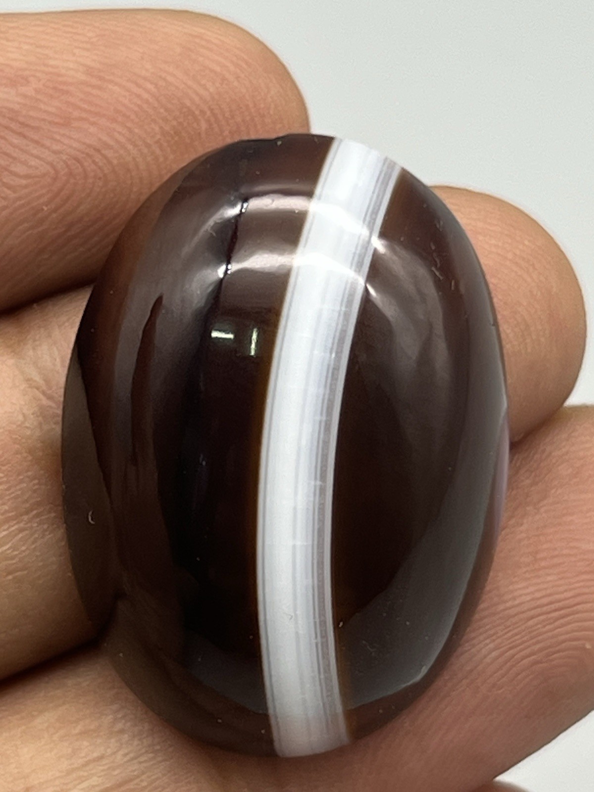 Automatic Victorian Antique Banded Agate Bulls Eye Cabochon 19th Century