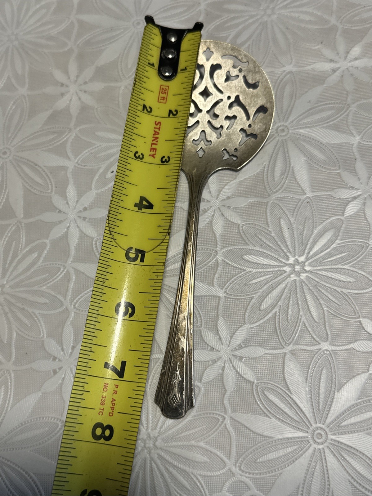 Peerless Oneida Charmion Silverplate Pierced Serving Spoon 1927 Flatware