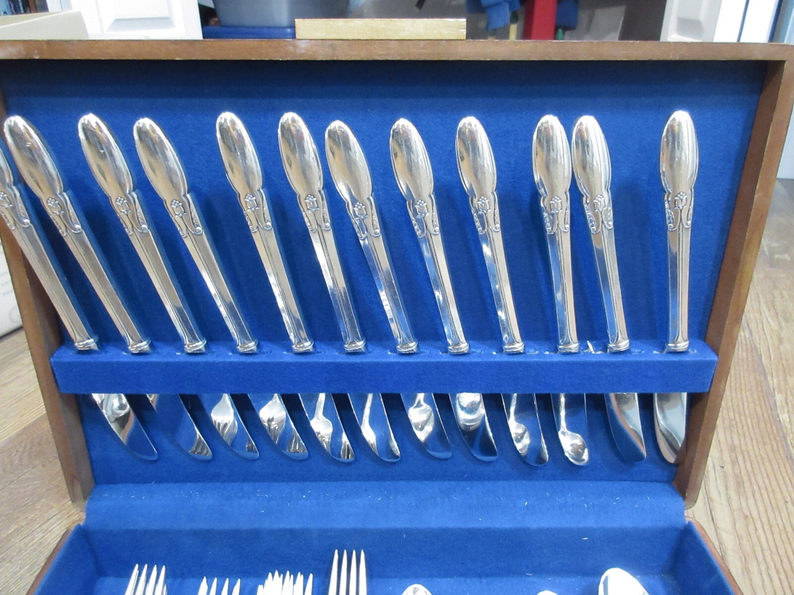 72 pc Alvin Cameo Pattern Silverplate Flatware Set 1935 Art Deco Iced Tea Spoons