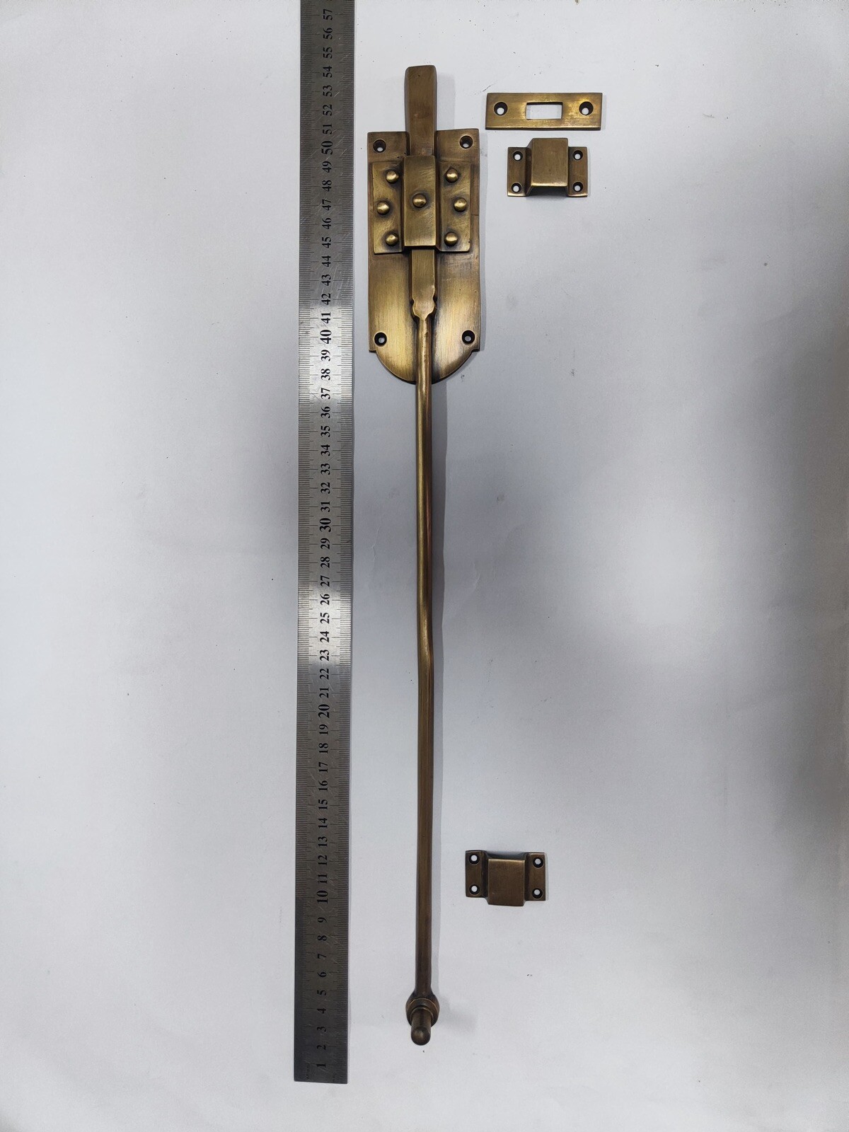 2 Large Flush Door Bolts Heavy Solid Brass French Antique Style Slide Bolts 20″