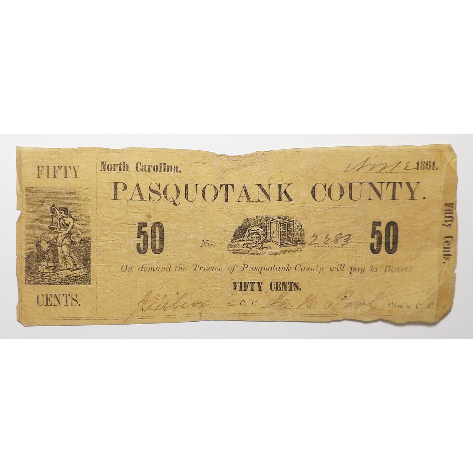 1861 North Carolina Currency – Pasquotank County – 6763