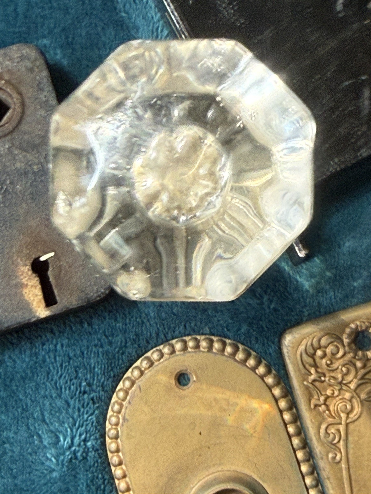 Mixed Lot Escutcheons, Glass Knobs and Antique Vintage Mortises