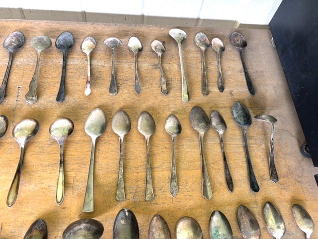 69 Piece Set Silverplate Mixed Patterns Large Spoons For Crafts