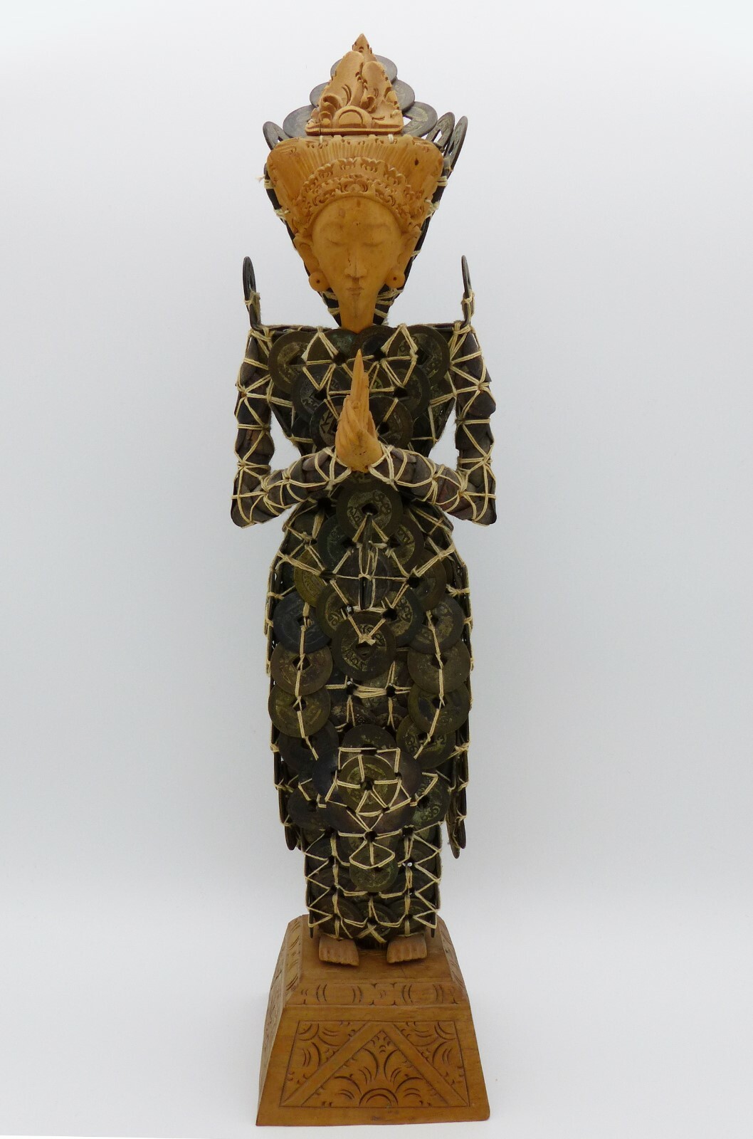 Asian Temple Dancer 41.5 cm High Made from Antique Coins 1.5 Kilo Heavy