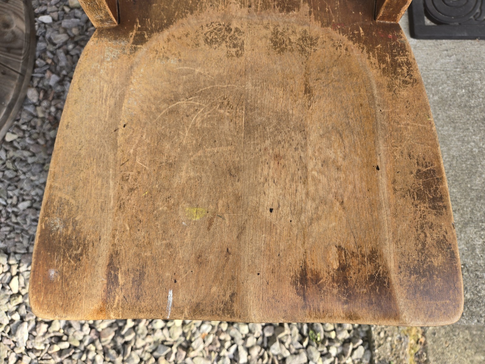 Vintage Solid Oak Wood Child’s Elementary School Chair Rustic Sturdy 22″ Tall