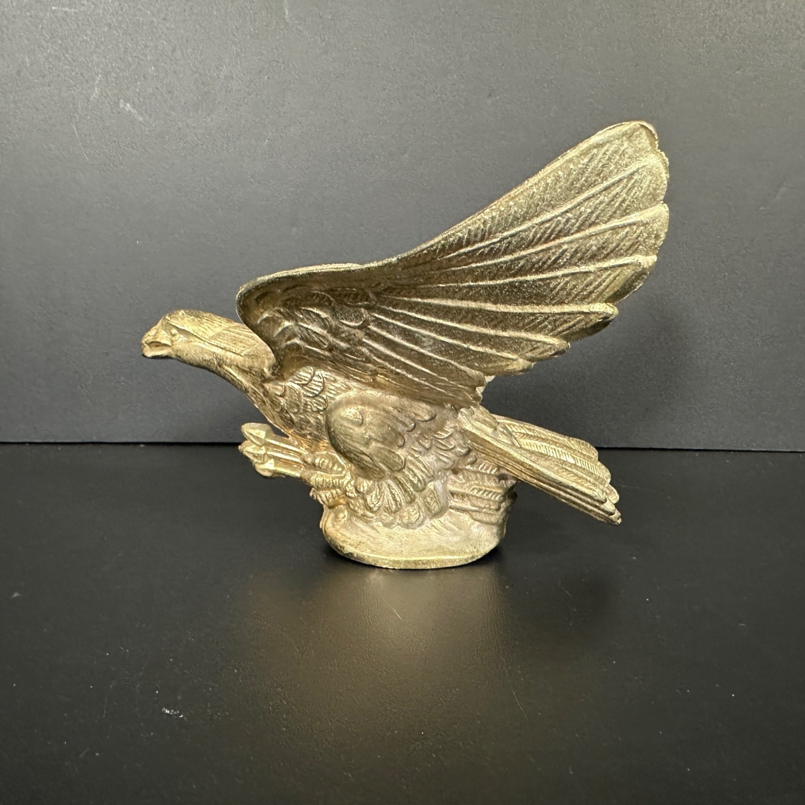 VTG Federal Style Brass American Eagle w Three Arrows Flagpole or Clock Finial