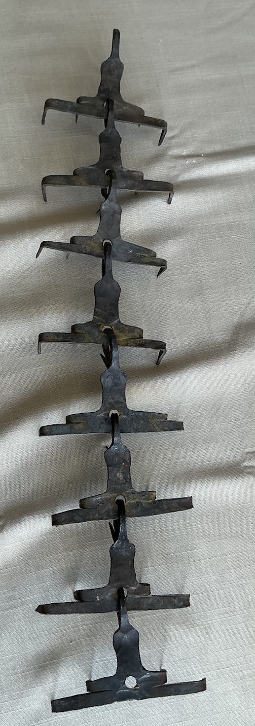 Primitive Antique Hand Forged Anti Wolf Spiked Dog Collar 22” X 4.75”