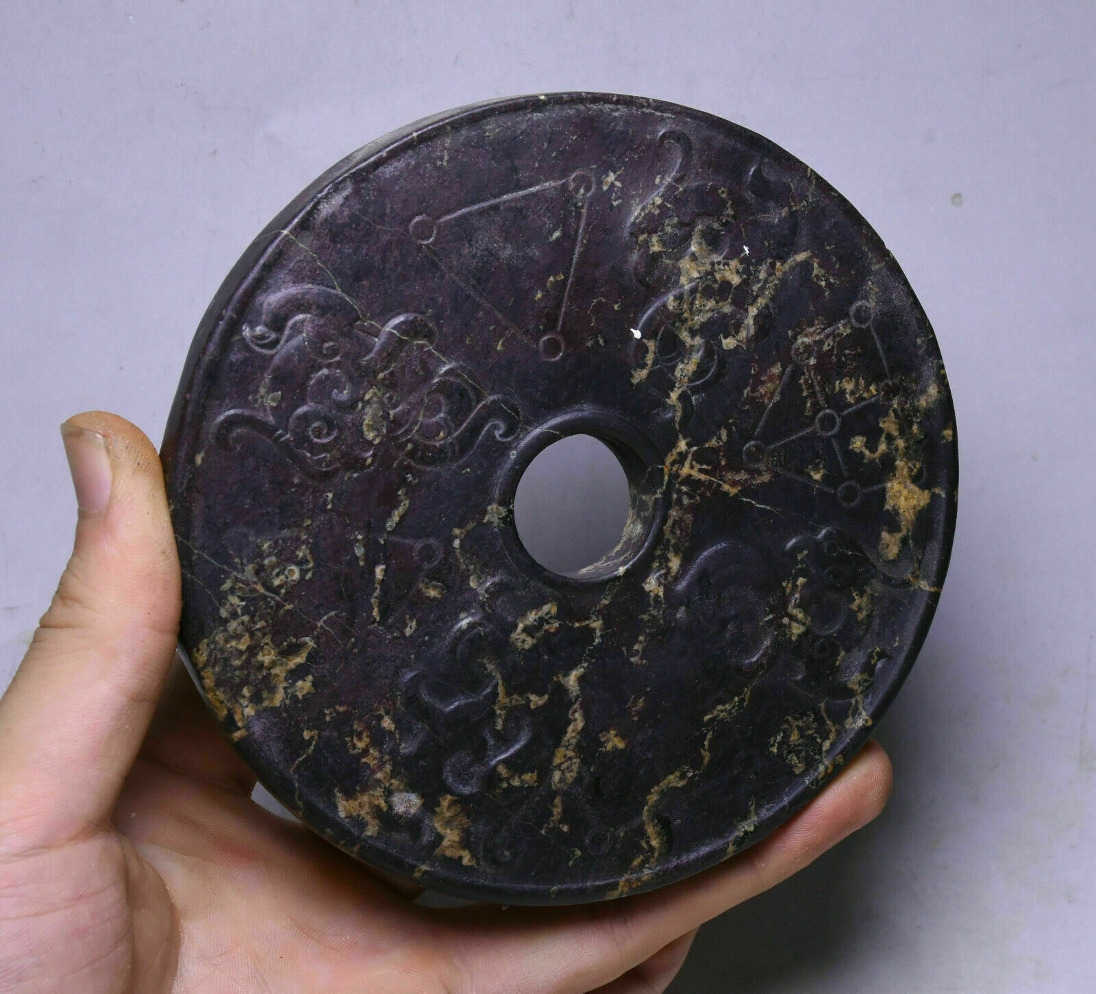 12CM Chinese Hongshan Culture Jade Carving Dynasty Animal Beast Circular Yu Bi