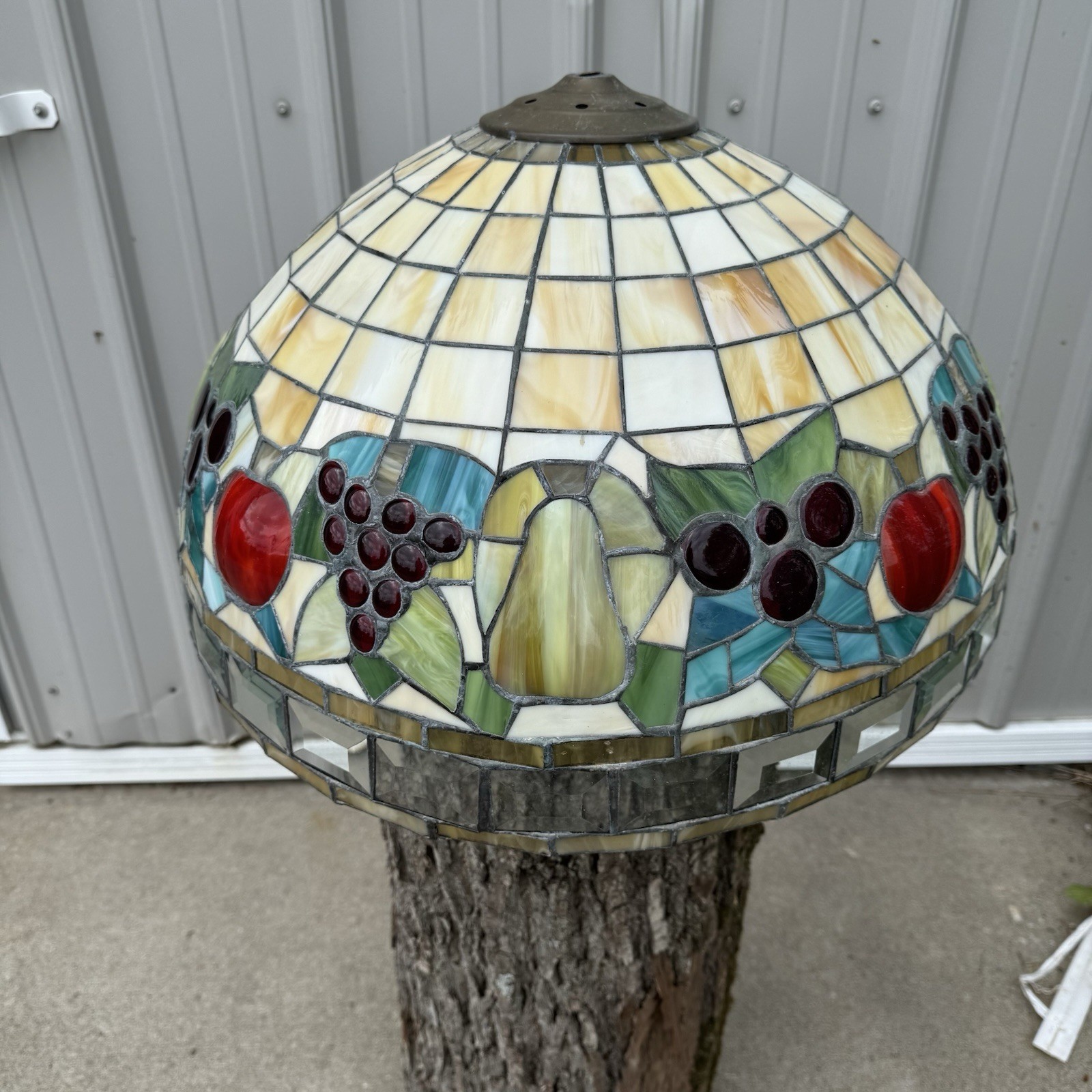 Vintage 70s Tiffany Style Fruit Chandelier Pendant Desk Shade Art