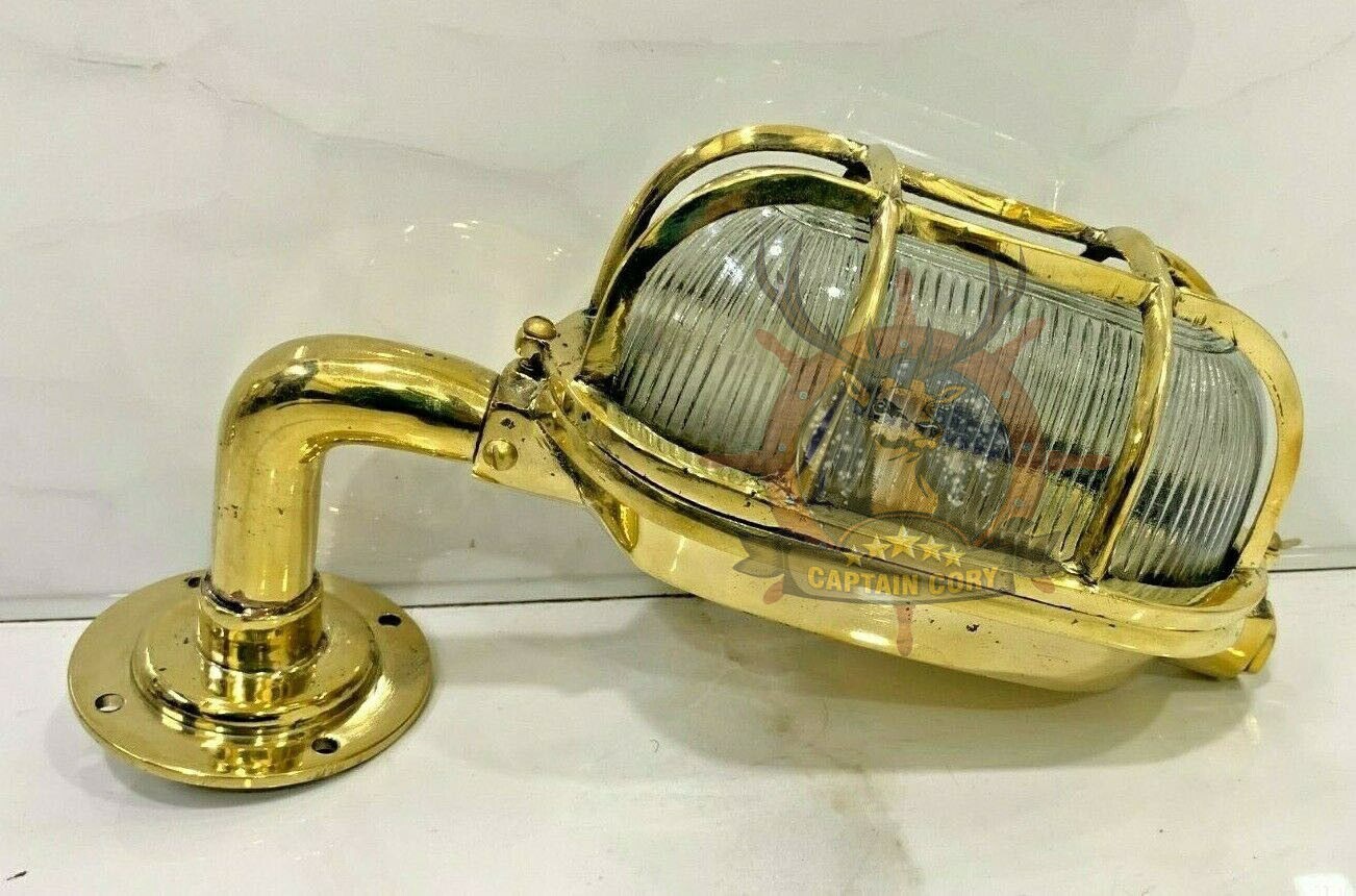 Antique Industrial Vintage Style Bulkhead Cage Golden Wall Sconce Cover Light