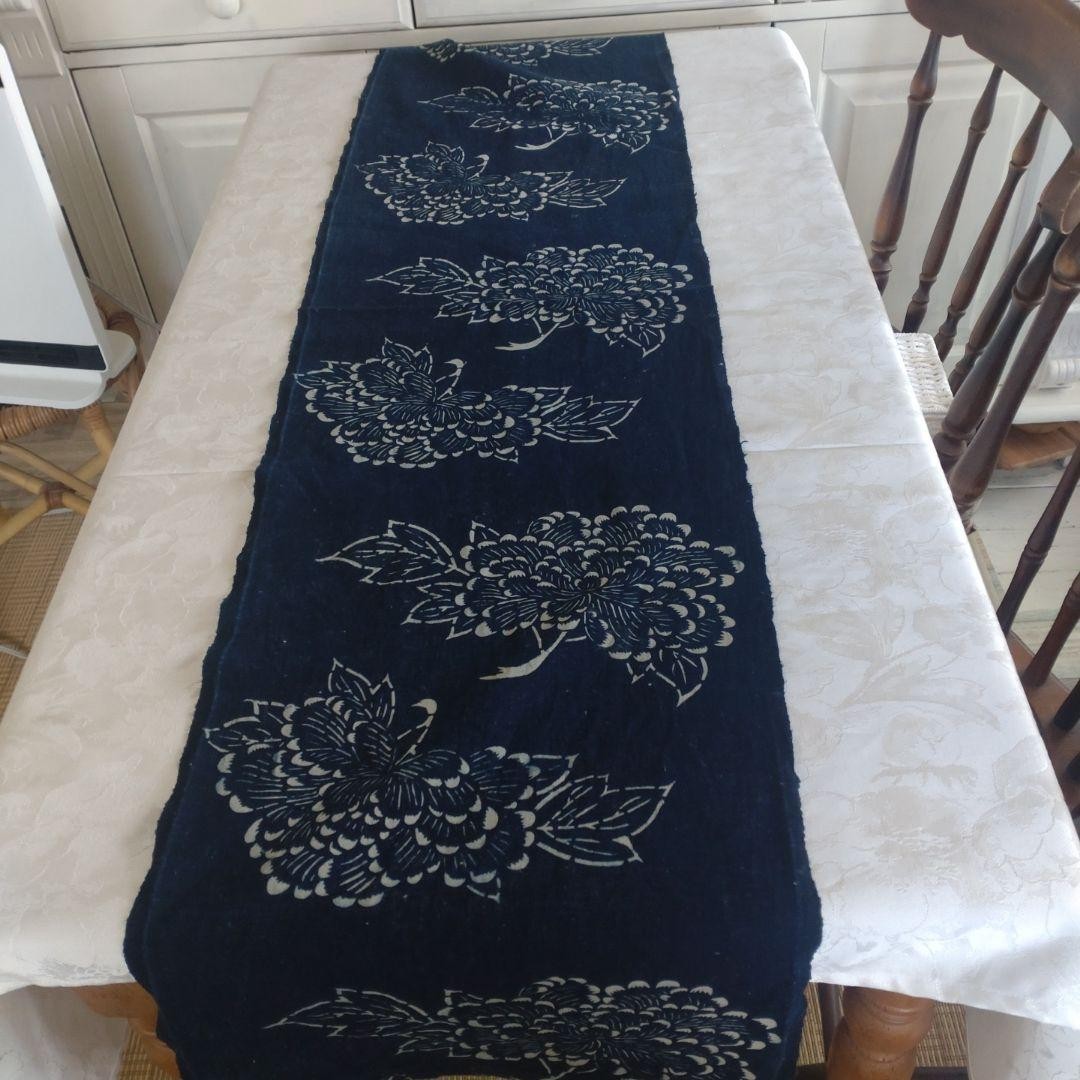 Fabric Indigo Dyed Cotton Patchwork Textile №751 Handmade Vintage Rare
