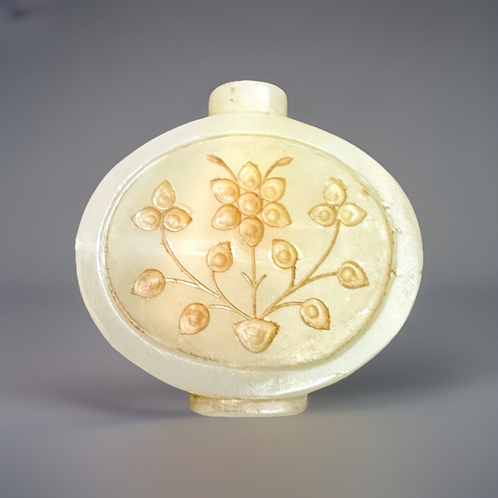 100% Certified Natural Nephrite Jade Snuff Bottle Mughal Antique 19th Century