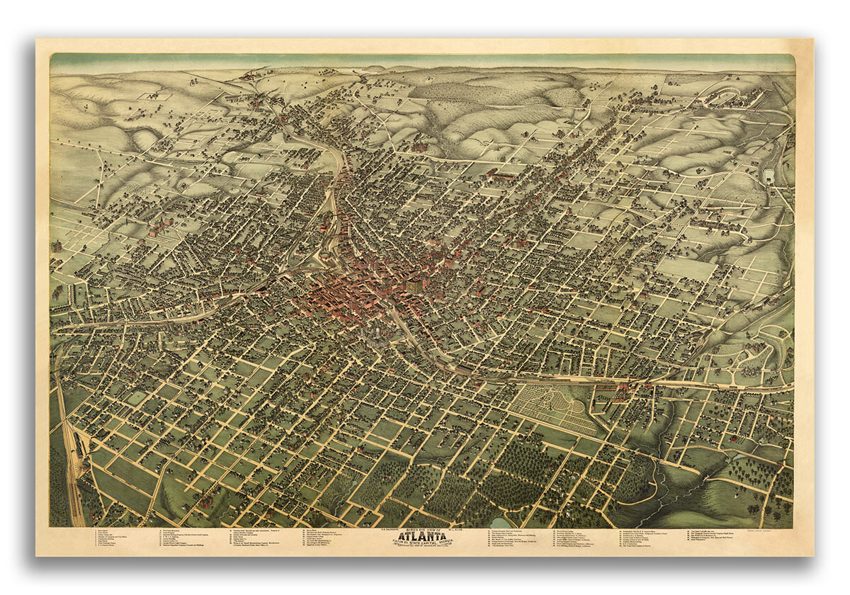 Atlanta Georgia 1892 Historic Panoramic Town Map – 20×30