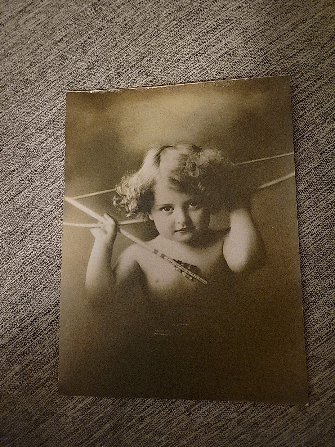 Antique Picture Angel Cupid Awake 1897 Original No 2829 Child Taber Prang Art