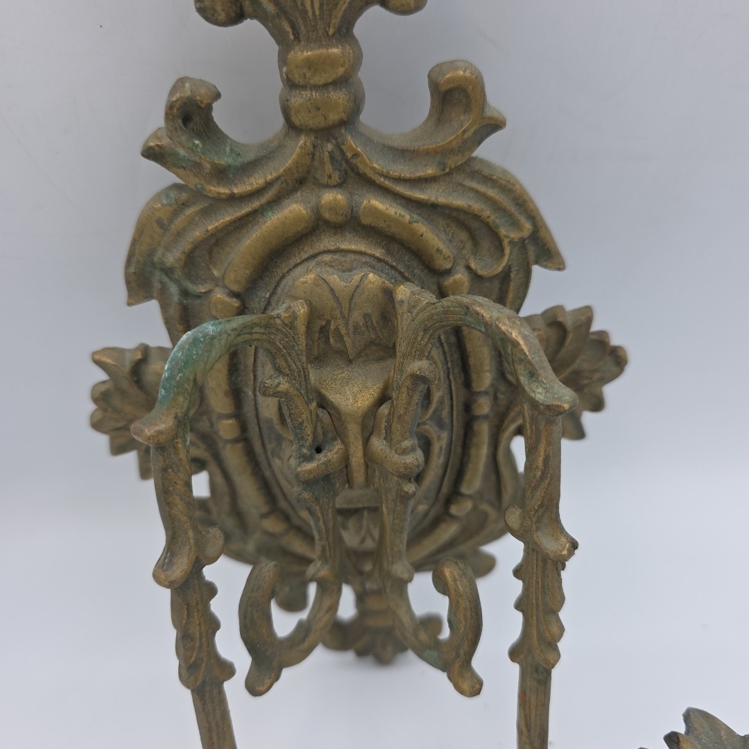 Vintage Brass American Eagle Wall Sconce, Double Candlestick Holder,