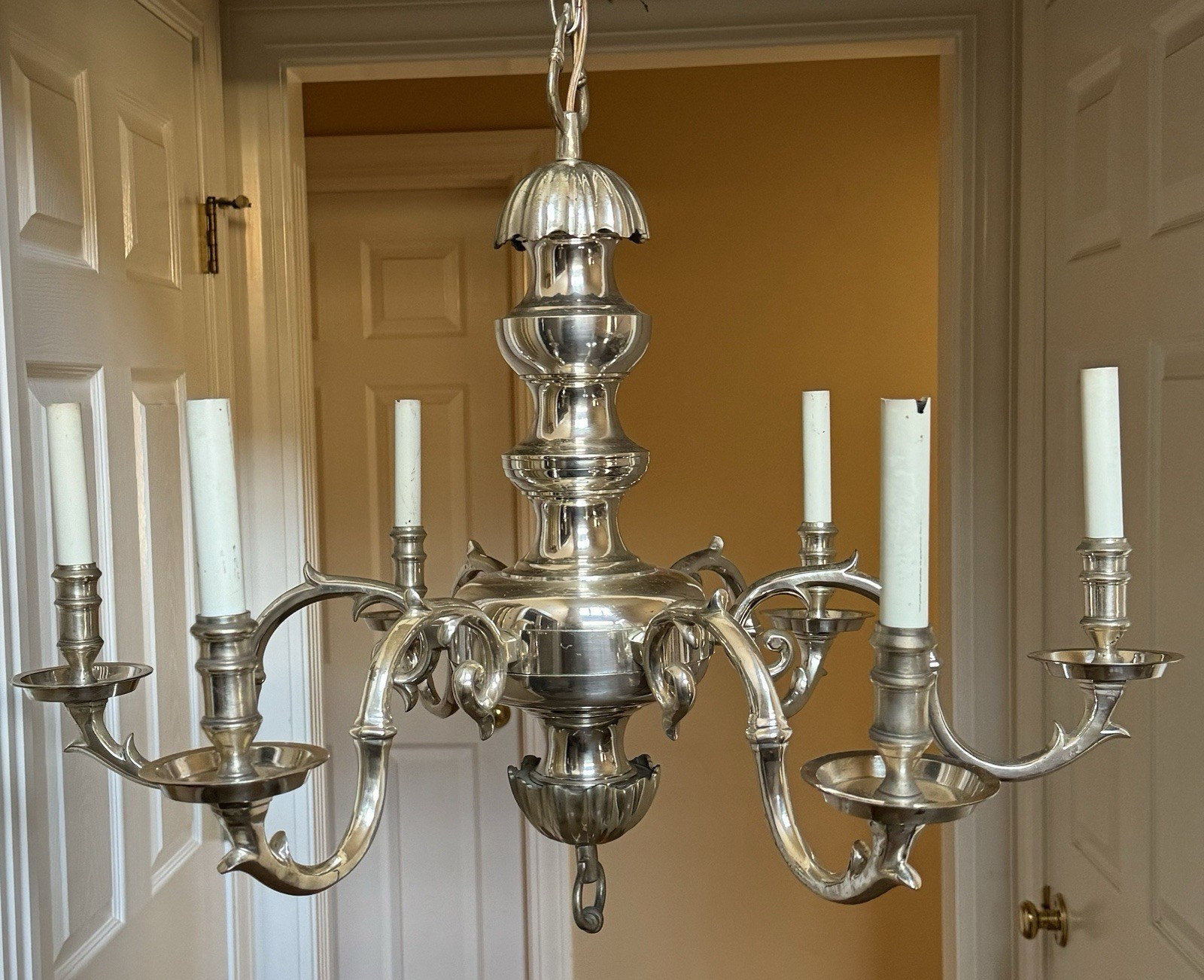 Silver Georgian Colonial Williamsburg Style Chandelier 30” Wide