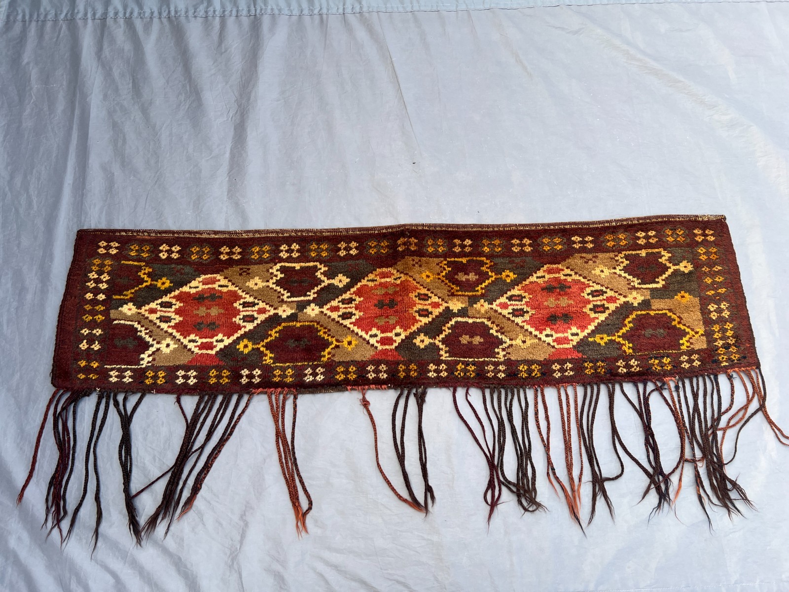 1.3×5 ft Turkmen Jalar Rug – Antique Hand Knotted Tribal Wool Wall Accent Rug