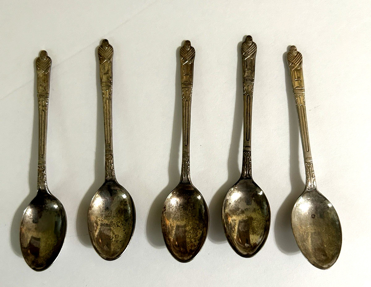Demitasse Spoons EPNS 5 Apostle Themed Vintage Need Love
