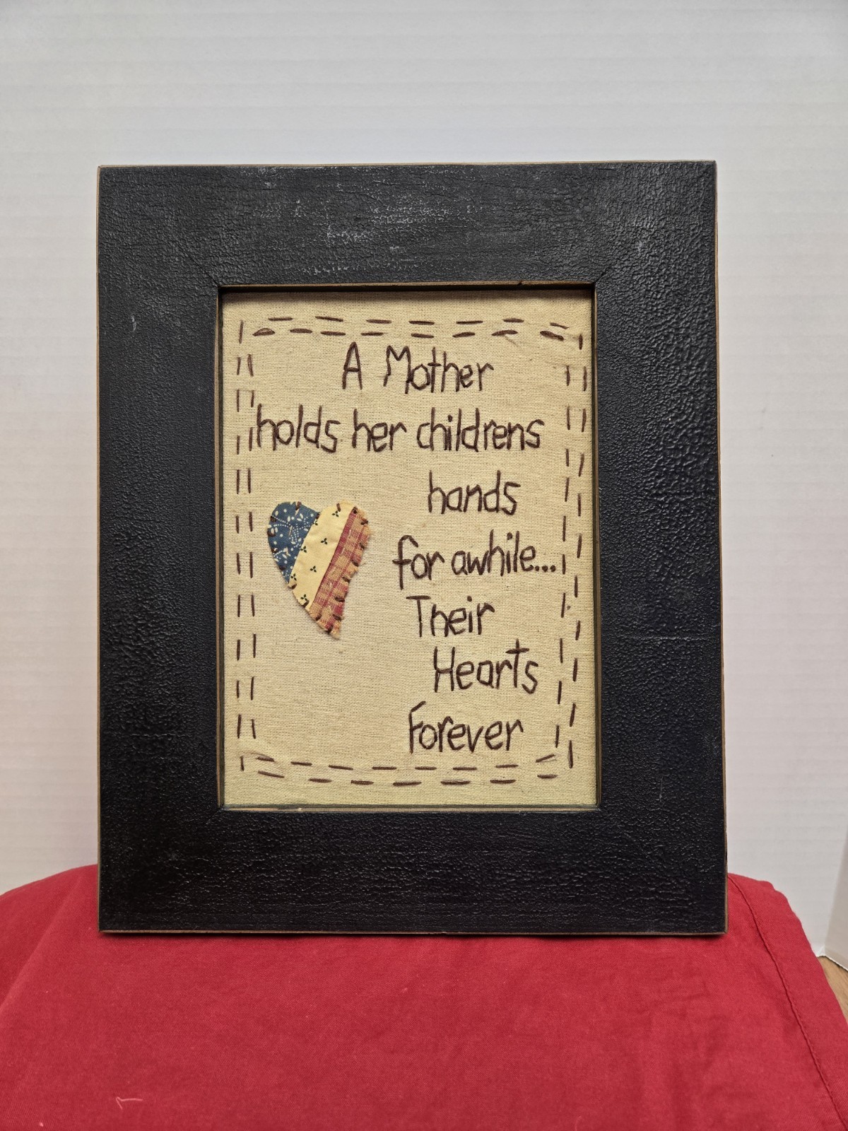 Rustic Country Primitive Embroidered Wall Picture Plaque