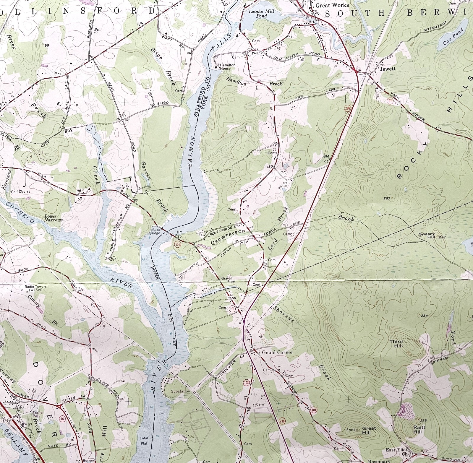 Map Dover East Maine NH 1973 Topographic Geo Survey 1:24000 27 x 22″ TOPO6