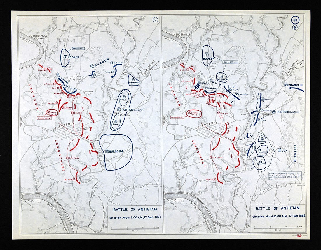 West Point Civil War Map Battle of Antietam Sharpsburg Virginia – 10 AM Sept 17
