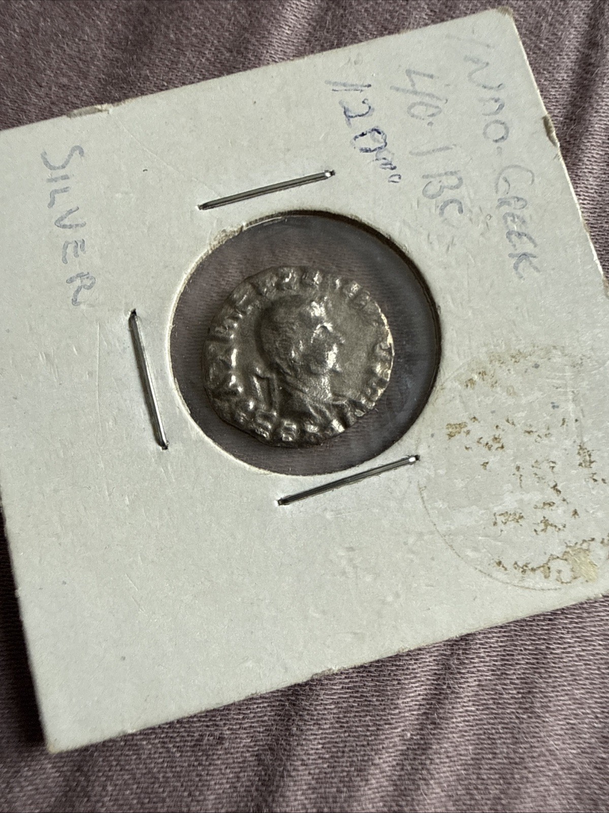 Silver Old Ancient Antique Indo Greek Greco Bactrian Silver Coin