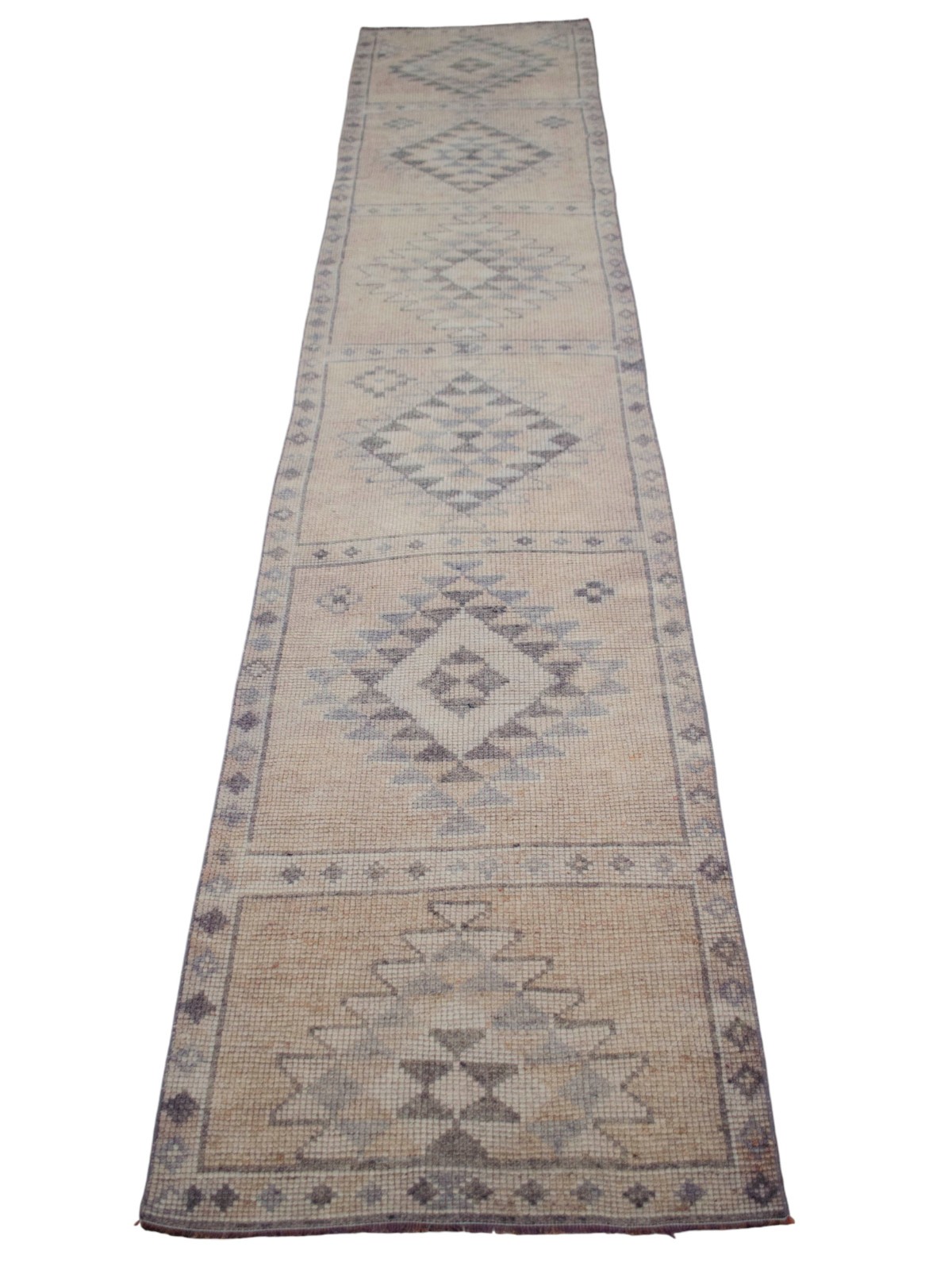 Turkish Runner Rug HandMade Wool Extra Long Hallway Rug Kitchen Decor 2.9×13.3ft