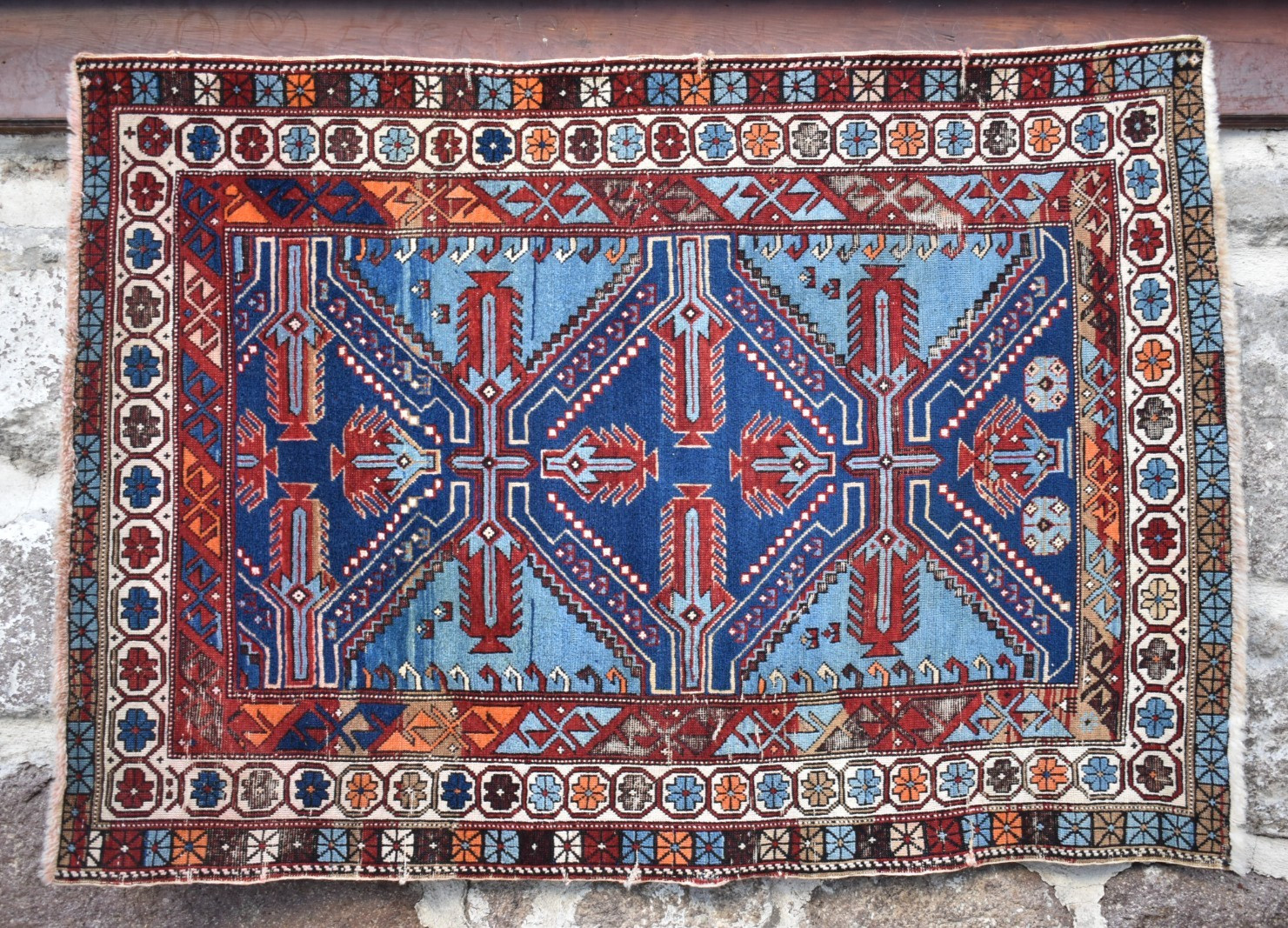Fabulous Antique Caucasian Rug 42” x 58” Collector’s Item Dagestan Wool Rug