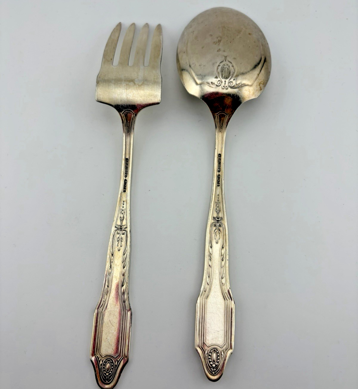 Oneida Heirloom Adelphi Silverplate Serving Spoon & Fork