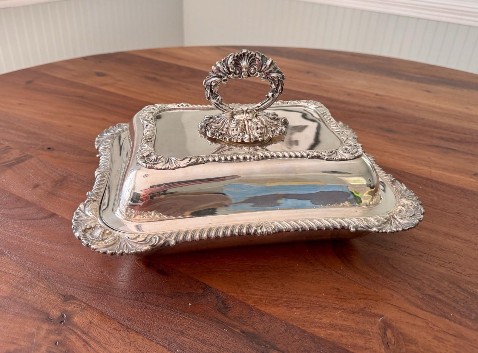 Antique MH & Co Victorian Silverplate Covered Dish Removable Handle 9×13 England
