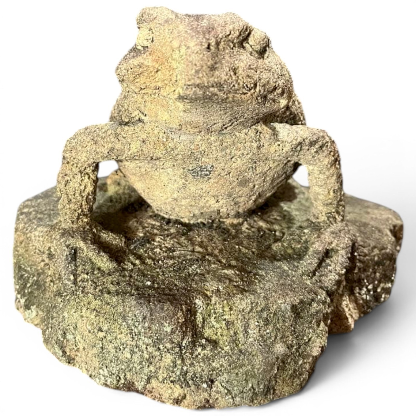 Antique Japanese Frog Stone Statue 8.6 inch 19th Century Garden Figurine Okimono