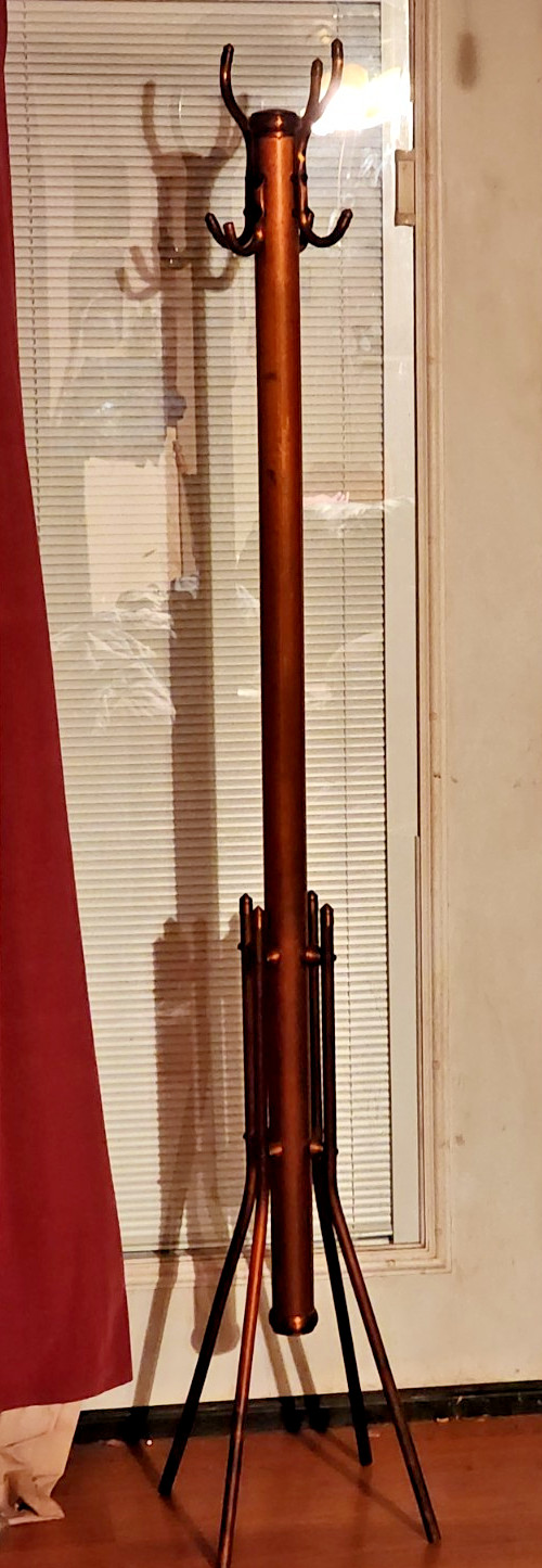 Antique Copper Coat Rack Industrial age 5 foot 9 inch Minimal Brutalist Antique