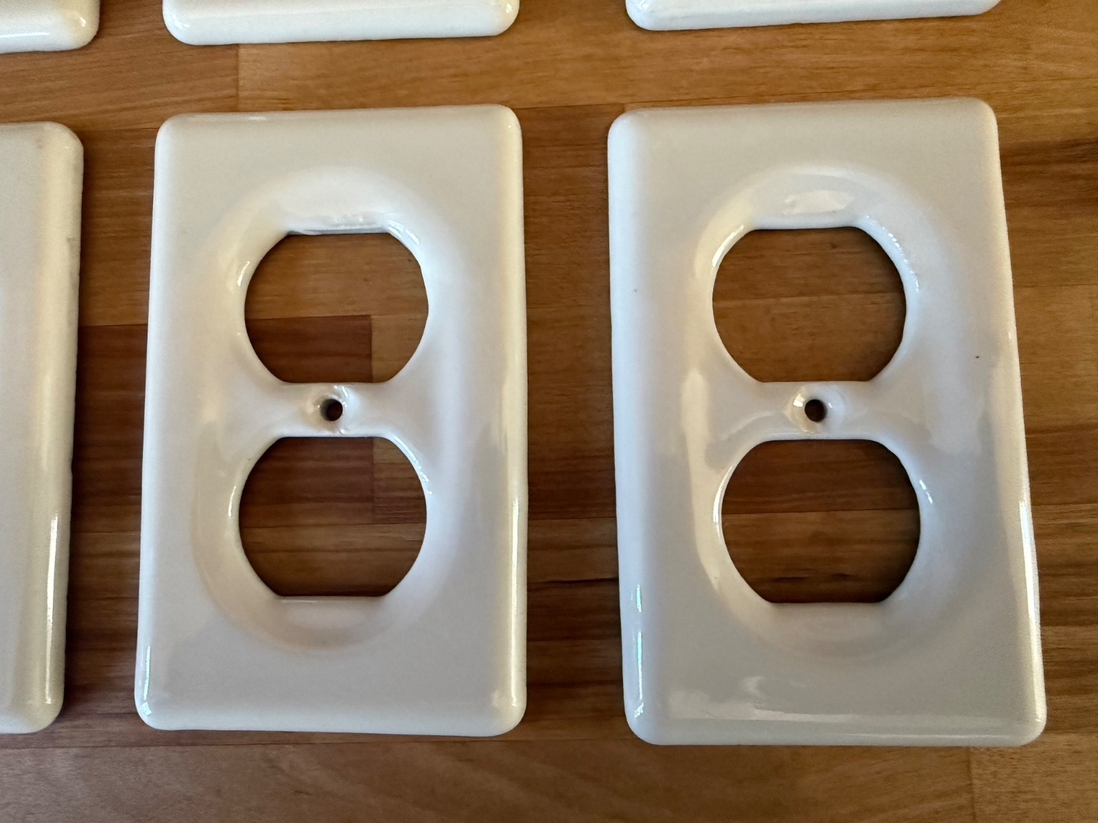 Lot of 6 Vintage Ceramic Outlet Plate Covers Lot Creamy Off White