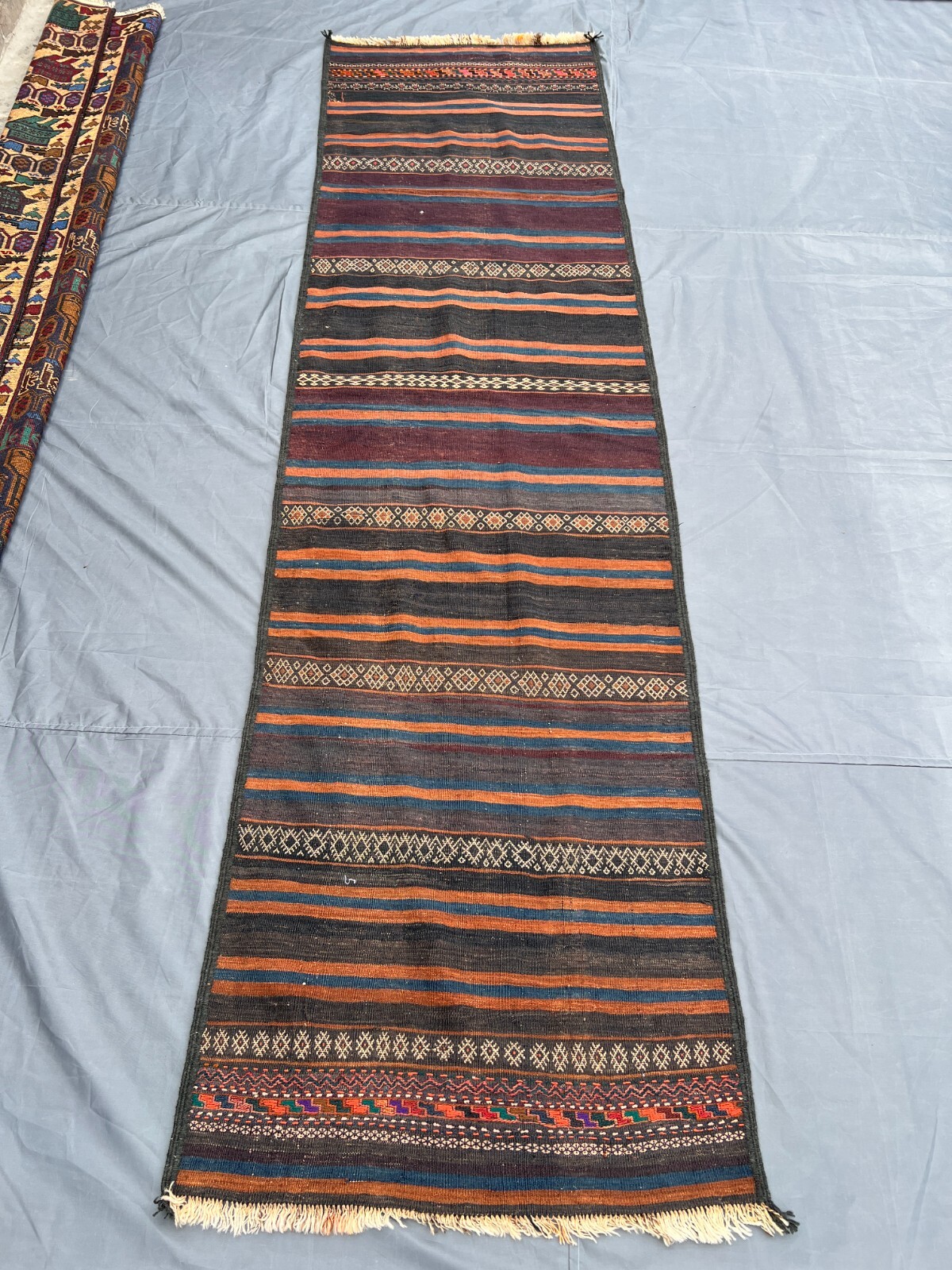 Antique Afghan Kilim Runner 2’7 x 9’9 ft – Handwoven Wool Tribal Hallway Rug