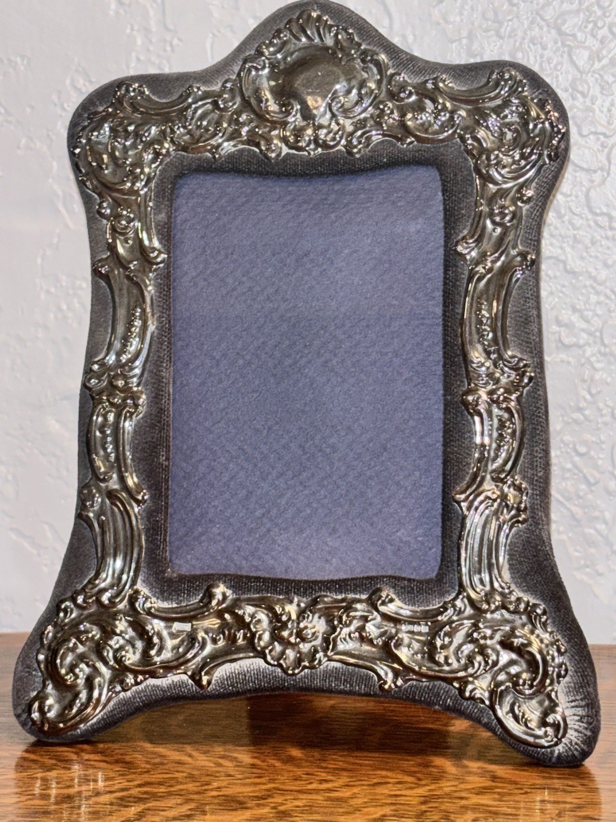 Vintage KFL Sterling Silver Repousse Velvet Picture Frame