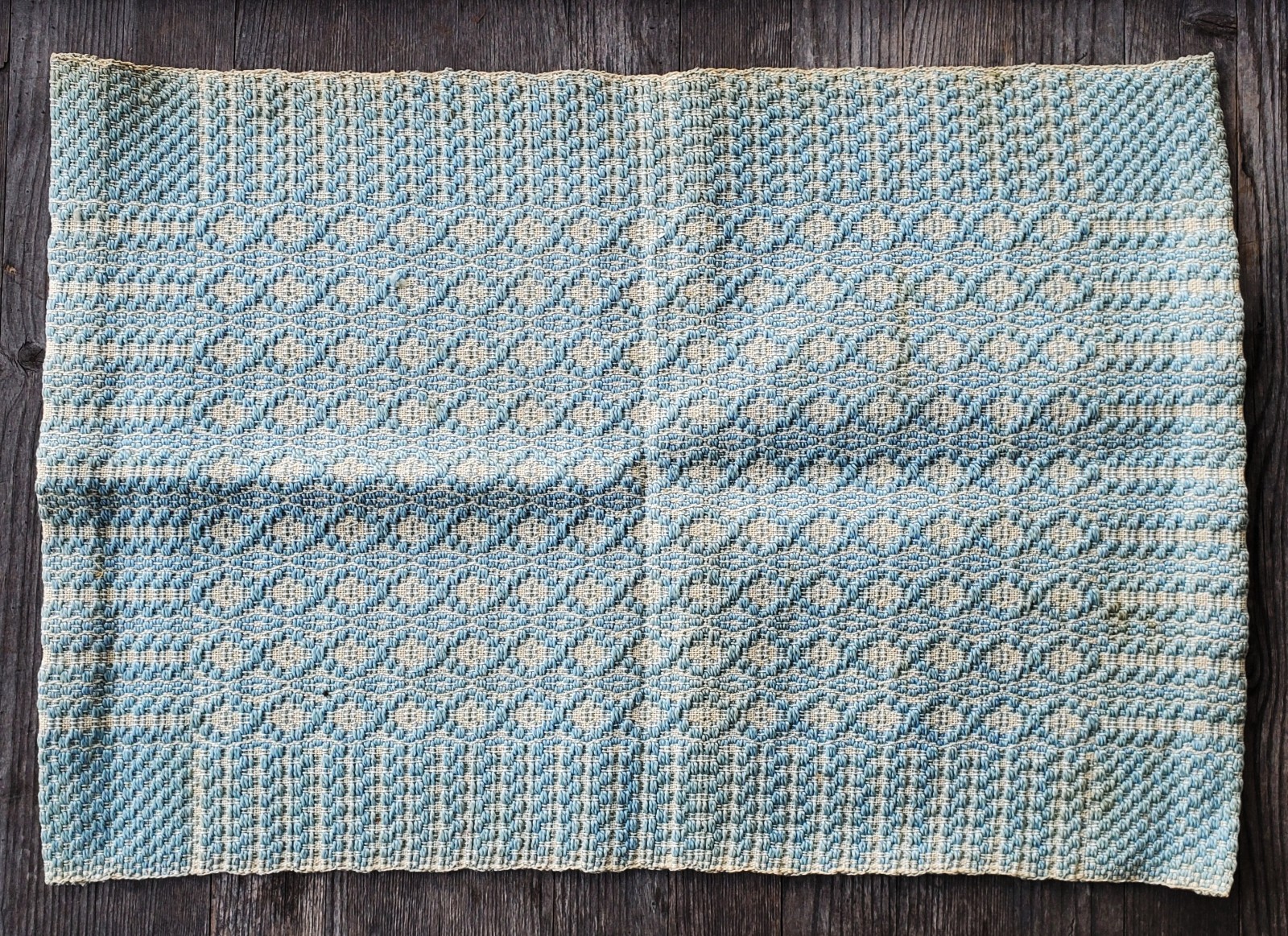 Antique Farmhouse Handwoven Homespun Cotton Dresser Table Mat