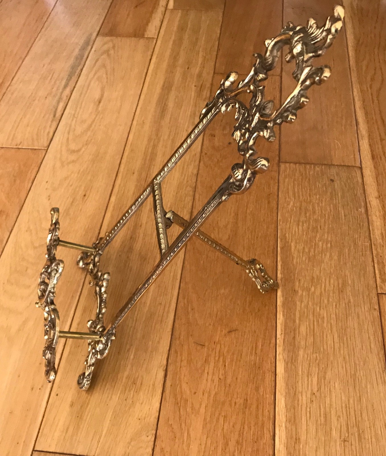 Antique Rococo Style Solid Brass Easel 40cm x 19cm x 6.5cm (Above Cages)
