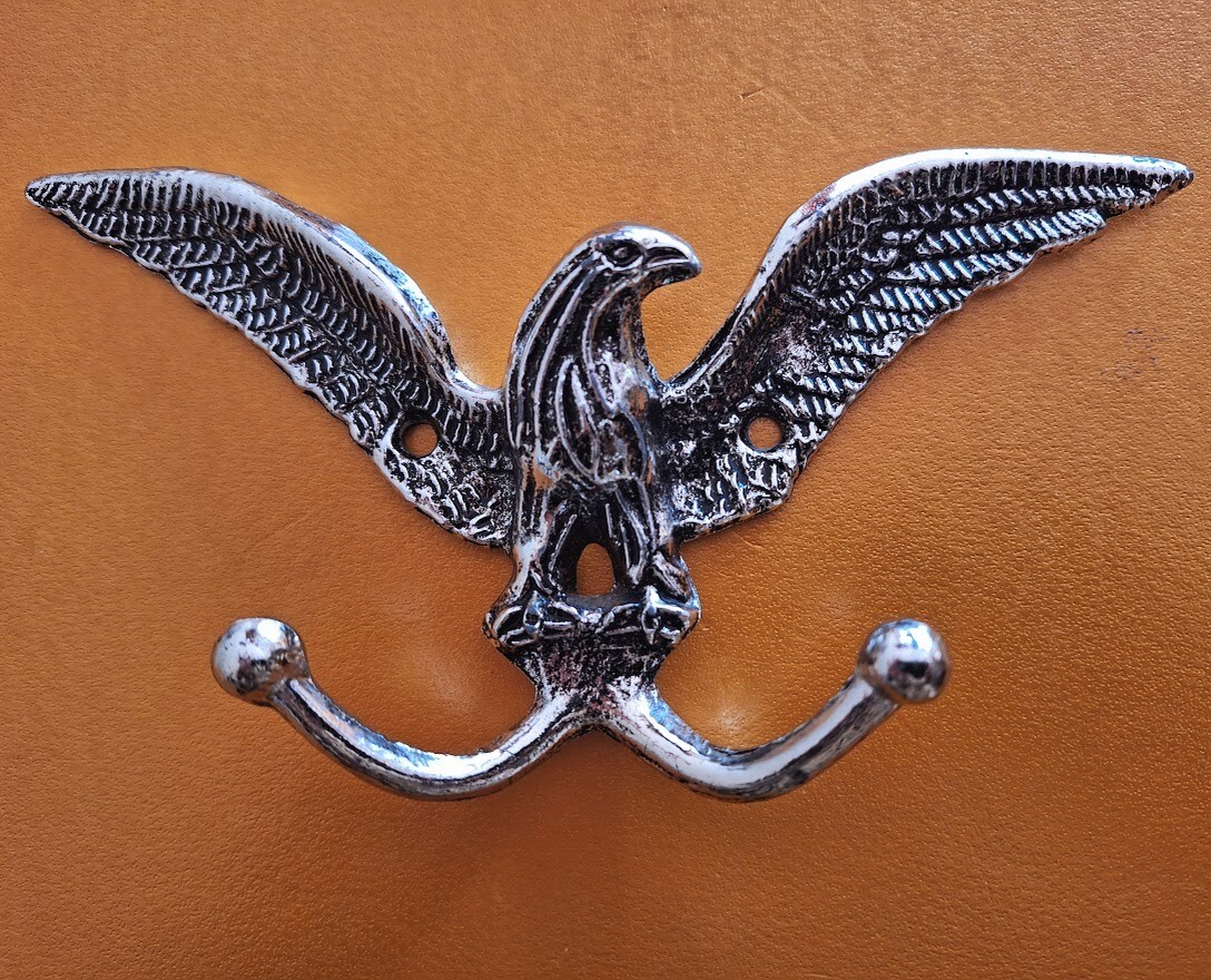 American Eagle Double Wall Hook 1967 American Tack and HDWE Silver Metal