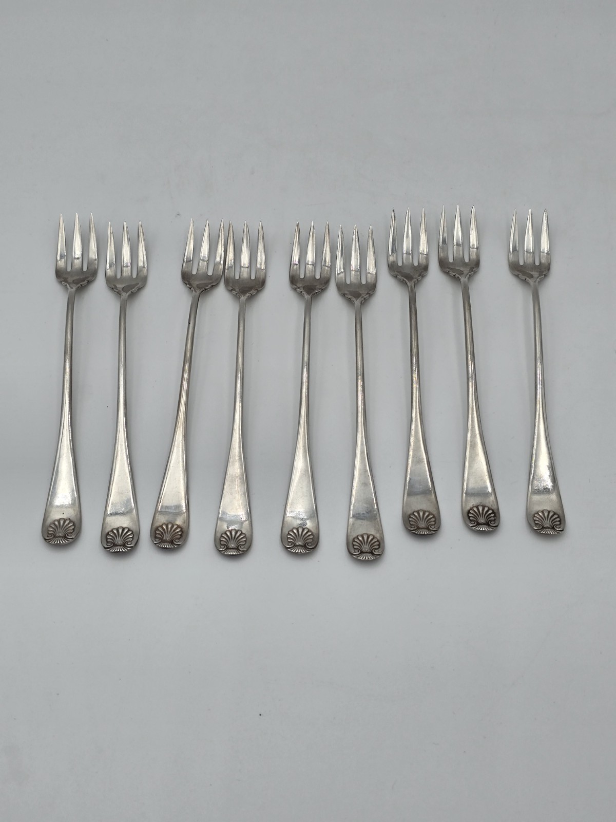 A.F. Towle and Son Co. Silverplate Cocktail Forks Shell Set Of 9 Vintage