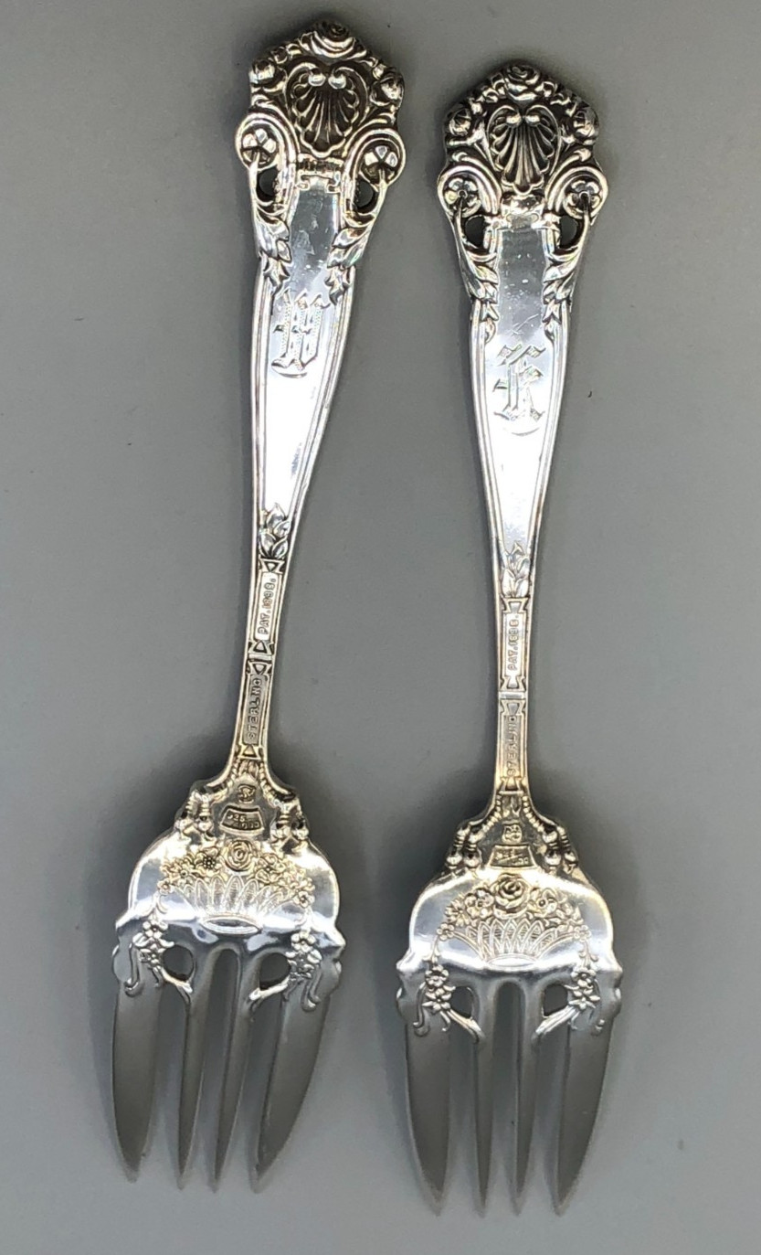 Georgian by Towle Sterling Silver pair of Salad Forks 6 1/8″, monogrammed