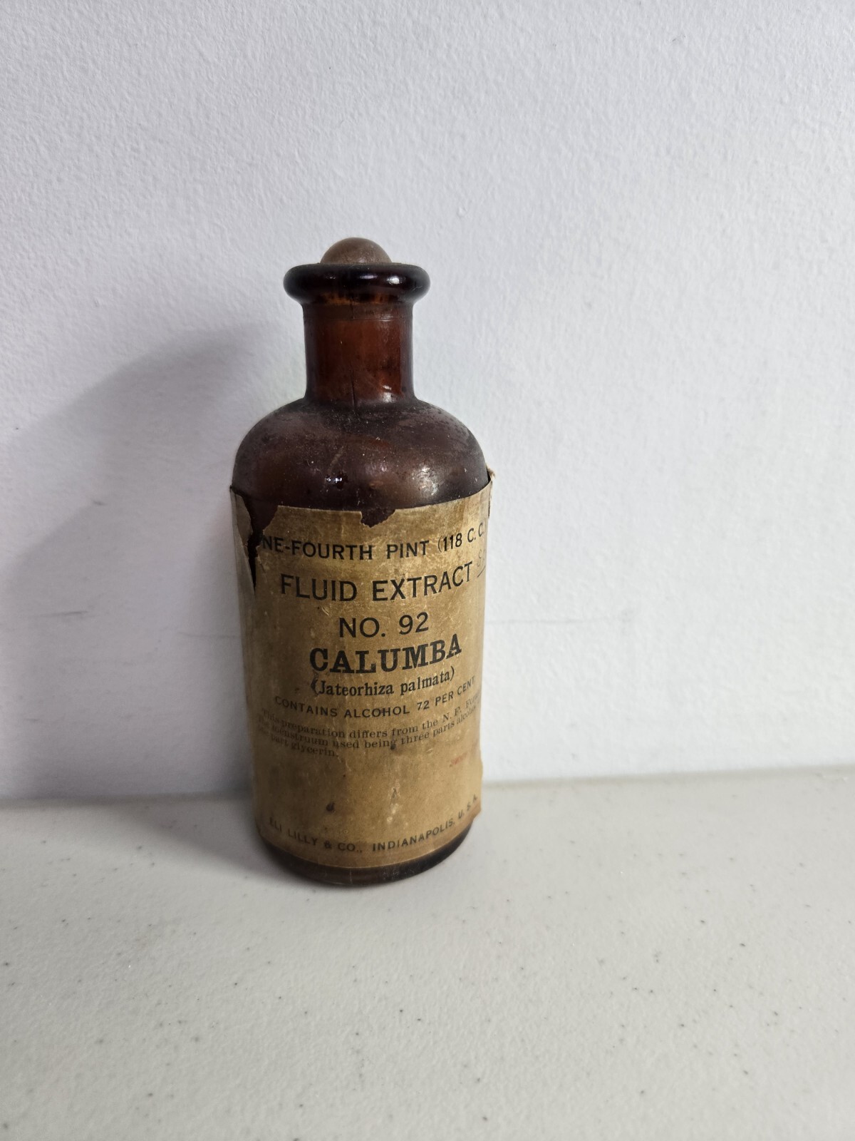 Antique Calumba Roller Bottle Liquid Extract Medicine Bottle Glass Marble Herbal