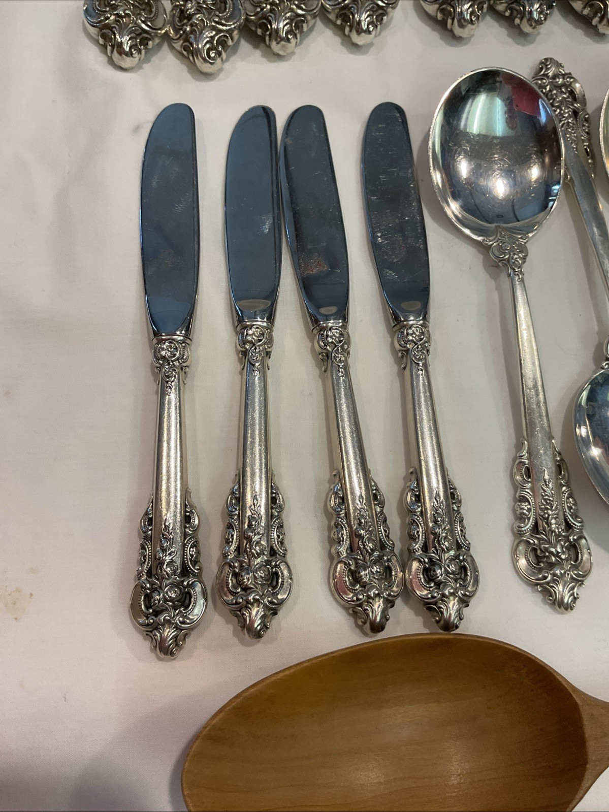 93pc Wallace Sterling Silver Grande Baroque Flatware 10 Person Service + More