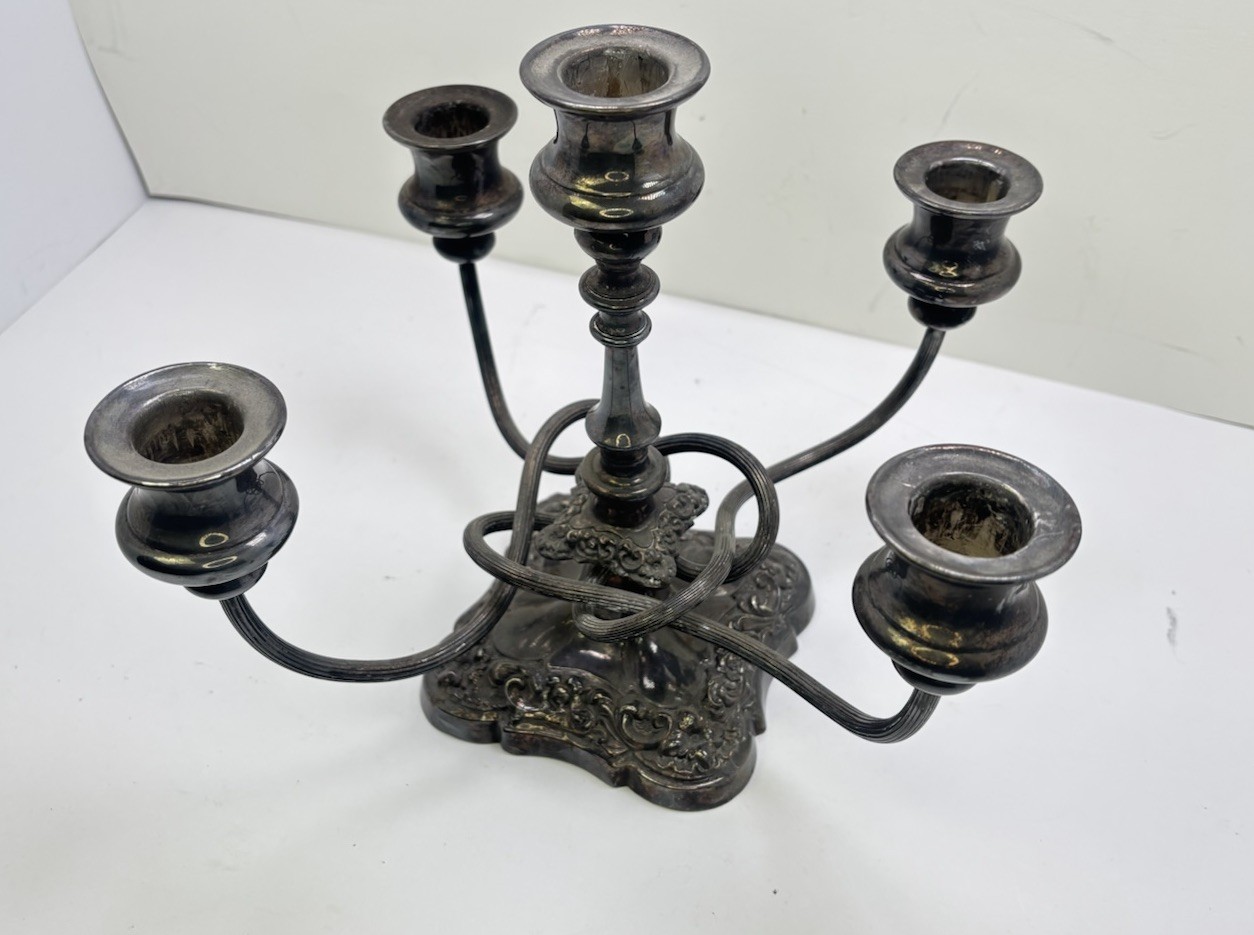 5-Arm Candelabra VTG Twist Silver-Plated Epergne Candleholder