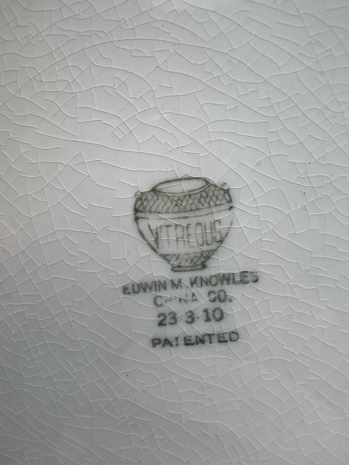 Antique Edwin M Knowles Vitreous Cross Stitch Design Child’s Teacup Saucer Plate